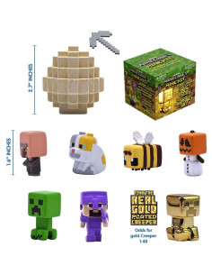 Minecraft Mine Kit Creeper Dorado con Figura y Stickers 2