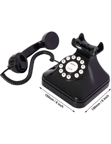 Teléfono de Casa Retro TelPal 3011 Negro Corded Analógico Teléfono de Casa Retro TelPal 3011 Negro Corded Analógico