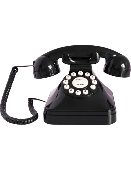 Teléfono de Casa Retro TelPal 3011 Negro Corded Analógico Teléfono de Casa Retro TelPal 3011 Negro Corded Analógico