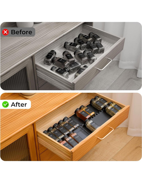 Organizador de Cajones de Especias Homhut, 5 Niveles Expandible 33-62 cm