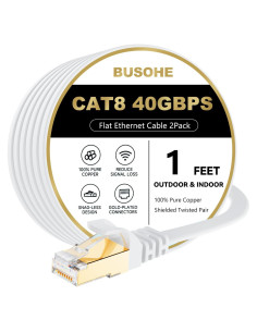 Cable Ethernet Cat 8 BUSOHE 1 Pie 2 Paquete 40Gbps SFTP
