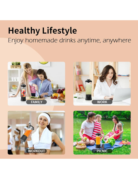 Batidora Mini Portátil VKYOZVA 600ml Inalámbrica USB-C