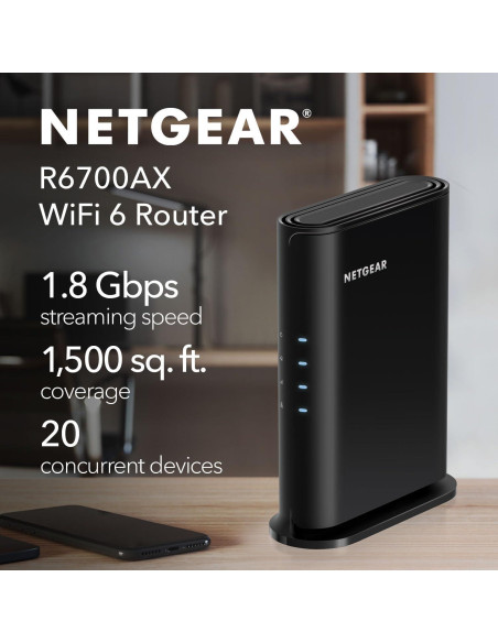 Router NETGEAR R6700AX WiFi 6 AX1800 1.8 Gbps 139 m