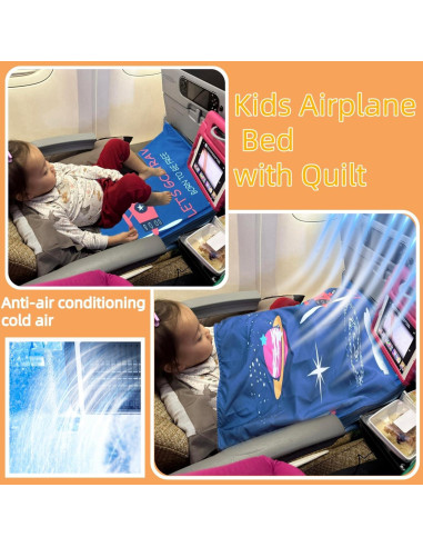 Cama de avión portátil para niños - Extensor de asiento azul