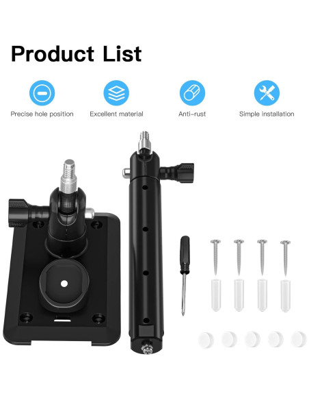 Soporte de Montaje en Pared HOLACA para Panel Solar Arlo - Negro