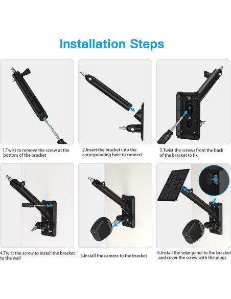 Soporte de Montaje en Pared HOLACA para Panel Solar Arlo - Negro