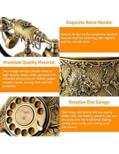 Teléfono Vintage WICHEMI Disco Rotatorio Bronce 1.80kg 2