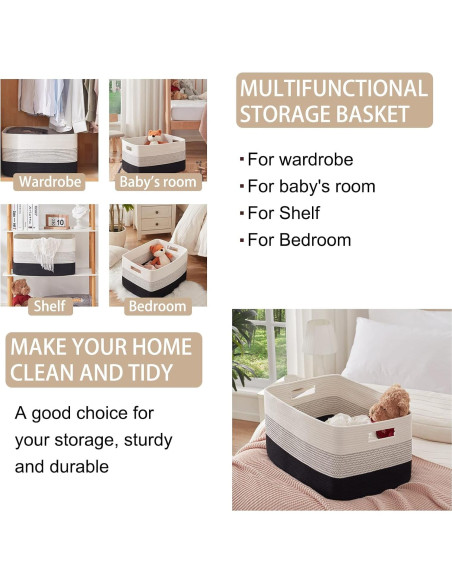 Cesta de Almacenamiento OIAHOMY Grande 56x43x30.5 cm Negra