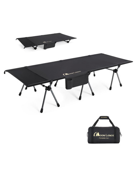 Cama de Camping Plegable MOON LENCE Ajustable 150 kg Negra