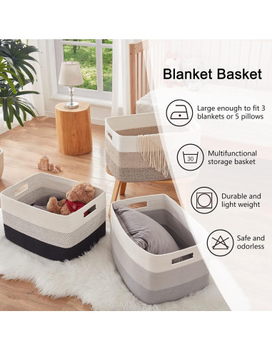 Cesta de Almacenamiento OIAHOMY Grande 56x43x30.5 cm Negra