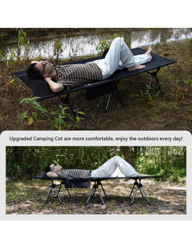 Cama de Camping Plegable MOON LENCE Ajustable 150 kg Negra