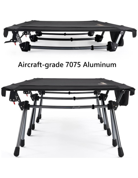 Cama de Camping Plegable MOON LENCE Ajustable 150 kg Negra