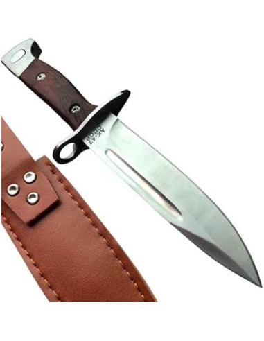Cuchillo de Supervivencia MADSABRE 25cm con Funda de Cuero