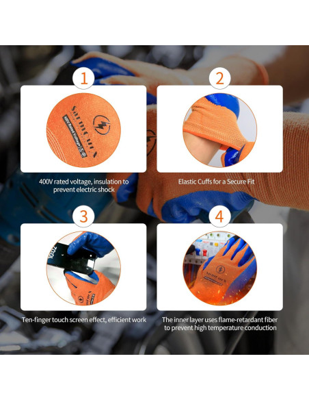 Guantes Aislantes 400V Naranja - Impermeables y Antideslizantes