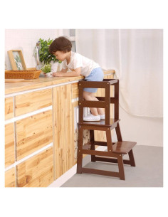 Escalera de Cocina SDADI para Niños 1-3 Años Madera Espresso