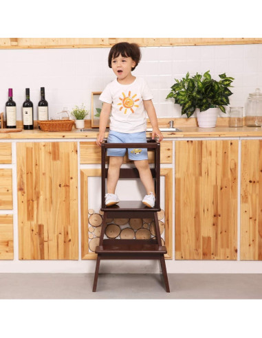 Escalera de Cocina SDADI para Niños 1-3 Años Madera Espresso