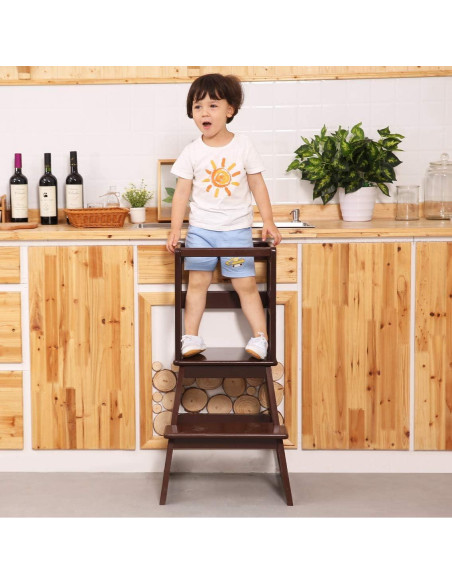 Escalera de Cocina SDADI para Niños 1-3 Años Madera Espresso