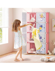 Armario Infantil INFANS Rosa 12 Cubos 2 Rieles Colgantes 2