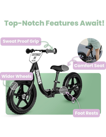 Bicicleta de Equilibrio Plegable Zoomies 12" para Niños 2-5 Años