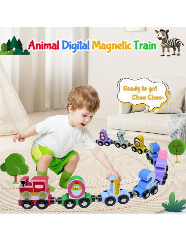 Juego de Tren Magnético de Madera AquaArcc 12 Piezas 2-3 Años