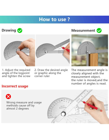 Transportador de Ángulo Ajustable ForoGore 10 cm Acero Inoxidable