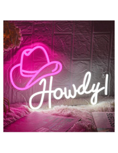 Letrero de neón de sombrero de vaquero Hola LMSIGNLY 42x29cm