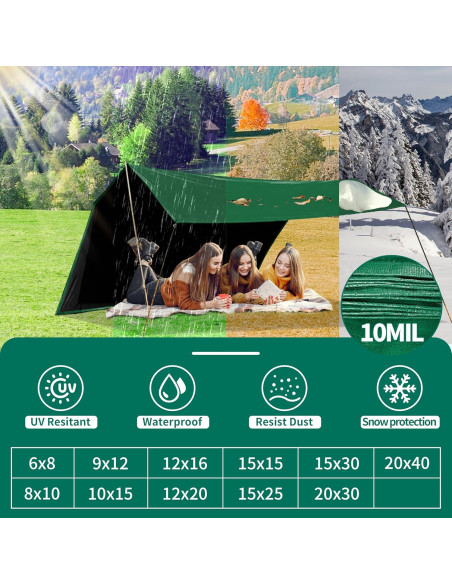 Lona Impermeable MVPNET 1.83x2.44m Verde/Negro 10mil