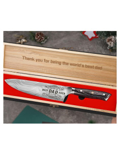 Cuchillo de Chef Funistree 20.32 cm Mejor Papá en Caja de Madera