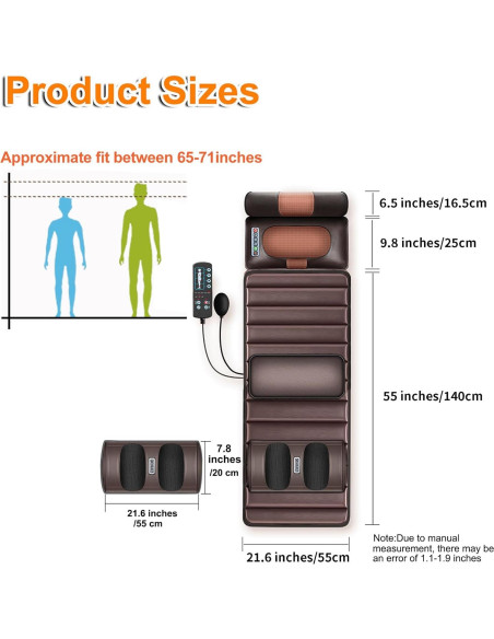 Alfombra de Masaje Vibrante Lvrunben con Calefacción 55x181cm