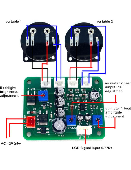 Kit 2 Medidores VU 35mm Cywhrvzsf con Placa de Control