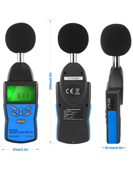 Medidor de Decibelios Portátil INFURIDER con Pantalla LCD