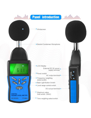 Medidor de Decibelios Portátil INFURIDER con Pantalla LCD