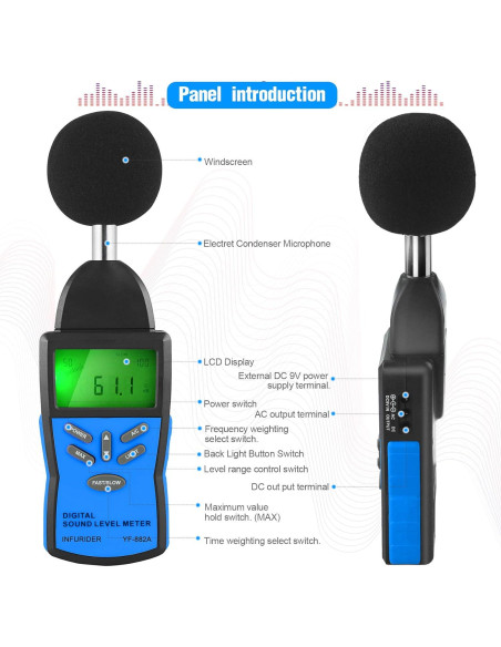 Medidor de Decibelios Portátil INFURIDER con Pantalla LCD