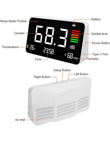 Medidor de Decibelios 3 en 1 VBESTLIFE con LCD y Batería