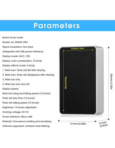 Medidor de Nivel de Sonido LED Douk Audio AK_DB24D_PRO