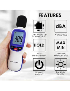 Medidor de Decibelios Bluetooth Landtek MILA37900 30-130dBA 2