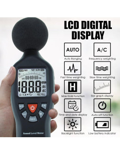 Medidor de Decibelios TekcoPlus SLM25TK 30-130 dB LCD 2