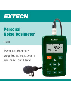 Dosímetro Personal de Ruido Extech SL400 USB 199.58g 2