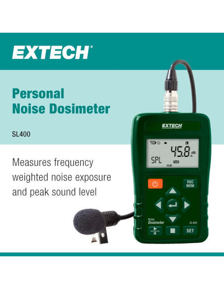 Dosímetro Personal de Ruido Extech SL400 USB 199.58g