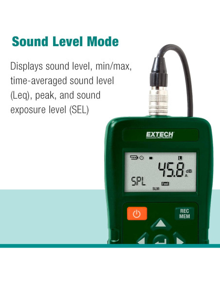 Dosímetro Personal de Ruido Extech SL400 USB 199.58g