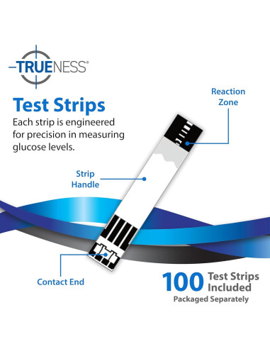 Medidor de Glucosa en Sangre TRUENESS con 100 Tiras y Lancetas