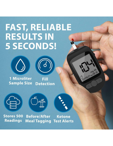 Medidor de Glucosa en Sangre TRUENESS con 100 Tiras y Lancetas