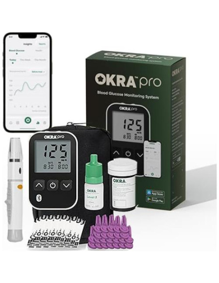 Kit de Monitor de Azúcar en Sangre OKRA PRO - 25 Tiras, Bluetooth