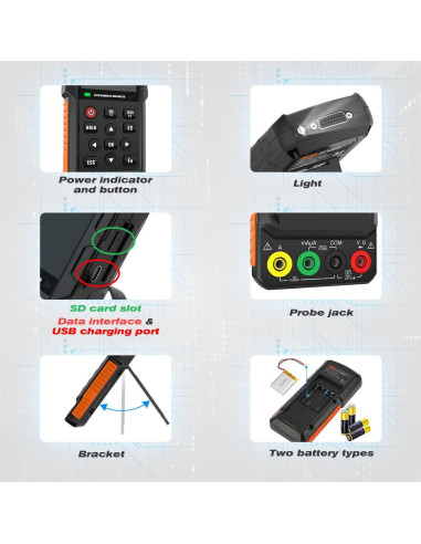 Multímetro Digital CMTOOL 1000V AC 700V Osciloscopio 2.8"