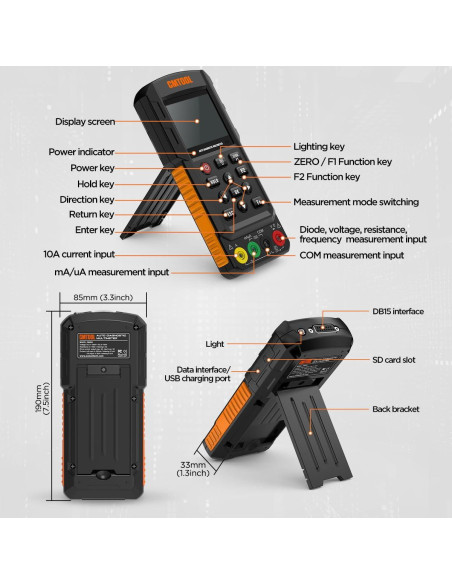 Multímetro Digital CMTOOL 1000V AC 700V Osciloscopio 2.8"