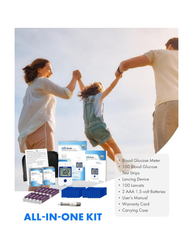 Kit Monitor de Glucosa eBchek con 100 Tiras y Lancetas