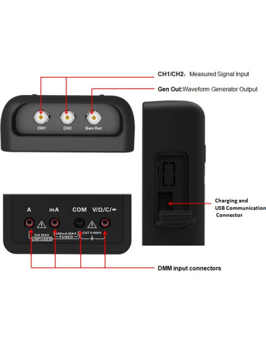 Osciloscopio Digital Hantek 2D42 3 en 1 Multímetro 40MHz