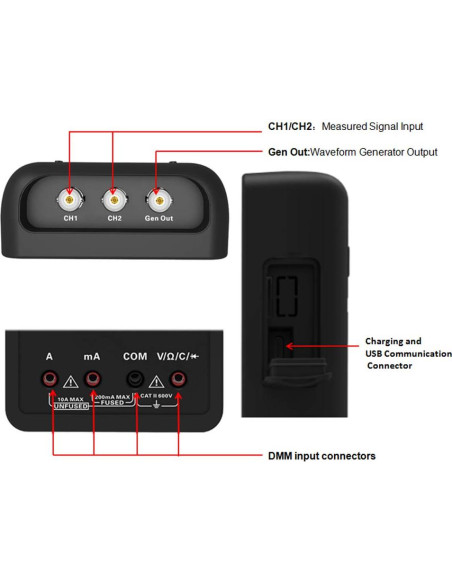 Osciloscopio Digital Hantek 2D42 3 en 1 Multímetro 40MHz