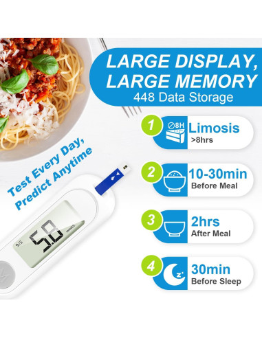 Kit de Monitor de Glucosa CAKRNPS con 50 Tiras y Lancetas