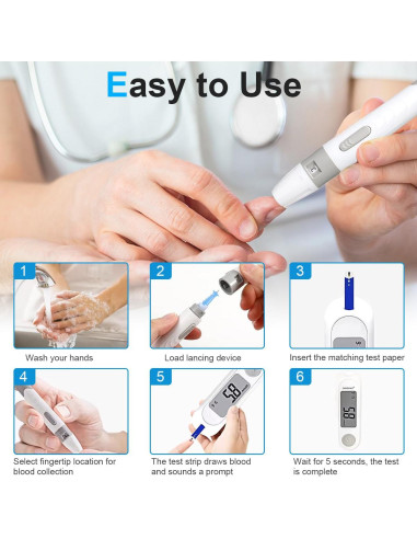 Kit de Monitor de Glucosa CAKRNPS con 50 Tiras y Lancetas